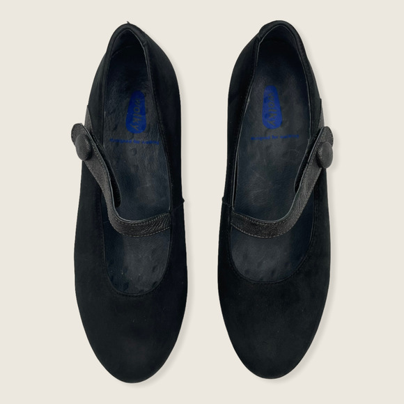 Wolky Daphne Hidden 2" Wedge Black Suede Leather Mary Jane Comfort Shoe 39 or 8 - Picture 3 of 8